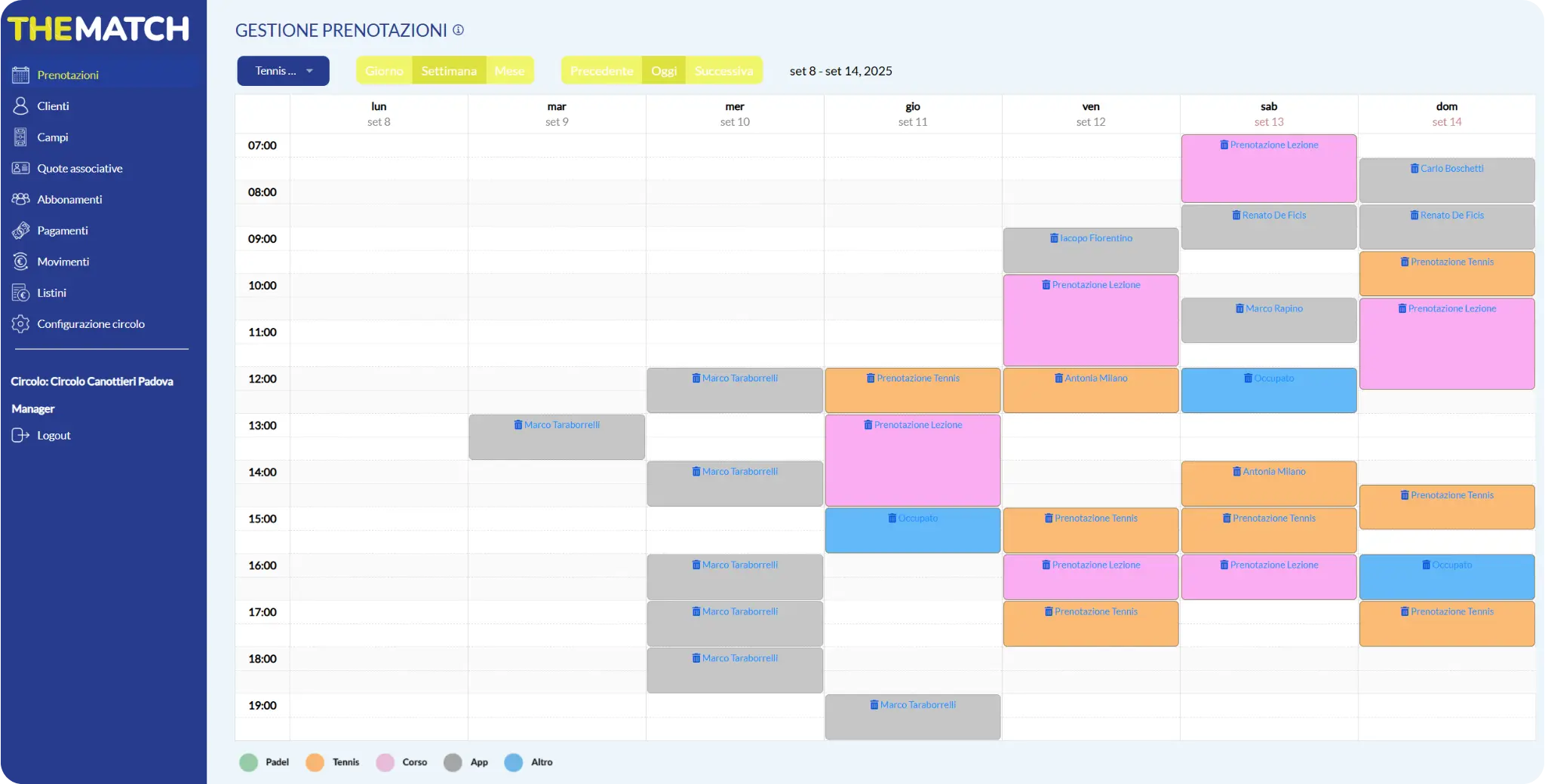 Gestionale per club THEMATCH